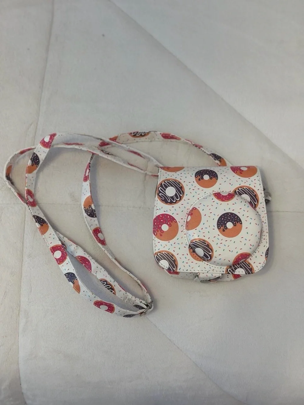Kids Donut Print Crossbody Bag - White/Pink/Orange